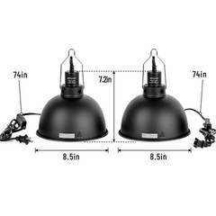 Reptile Light Fixture 2 Pack, 8.5inch Deep Dome Reptile Heat Lamp with Separa…