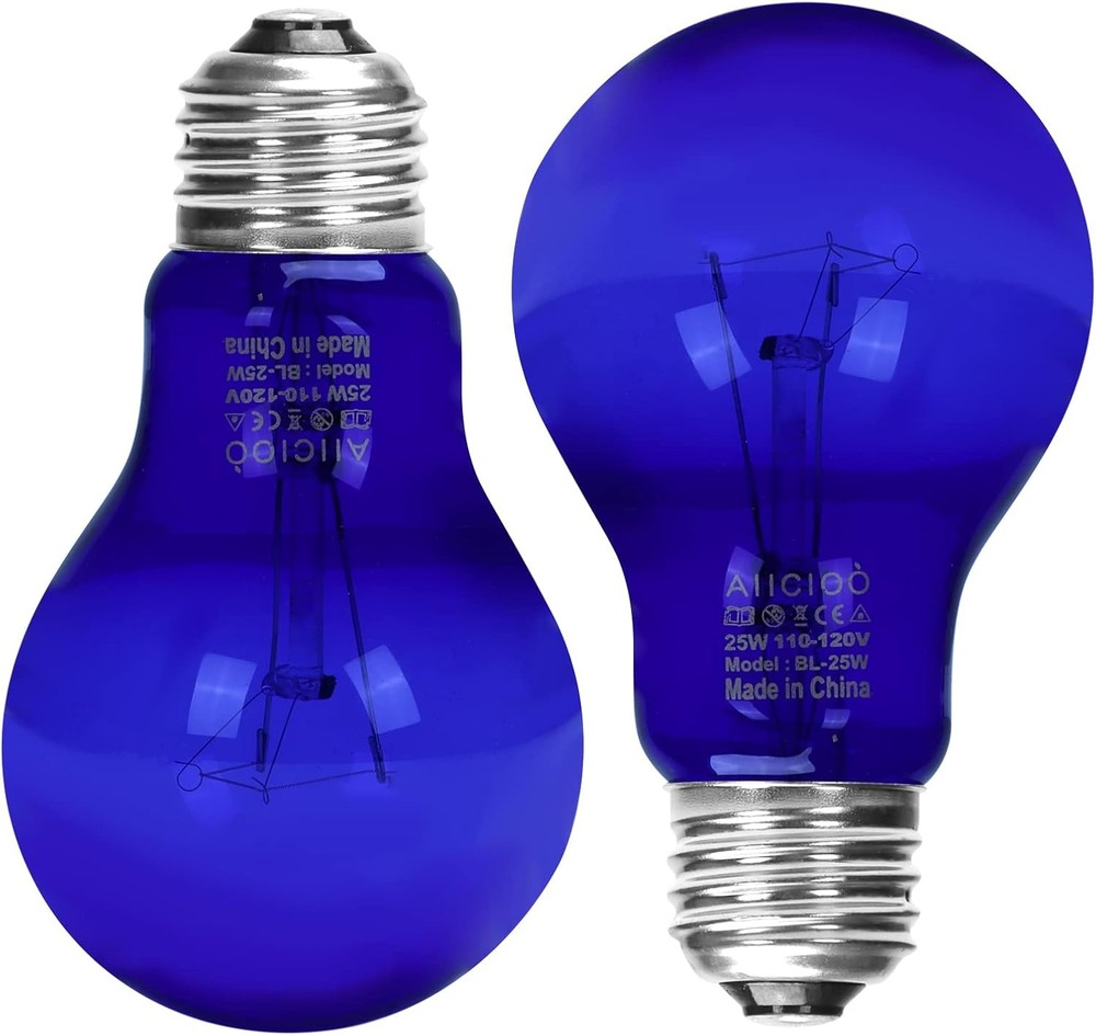LOT OF 4 – Aiicioo 25W Dimmable Reptile Heat Lamp Daylight E26 Base 2 PACK- Blue