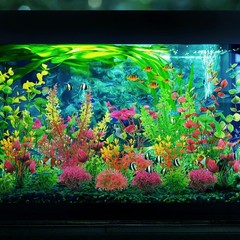 QUOZUO 25 Pack Aquarium Plants, Colorful Artificial Fish Tank Plants Decorati…