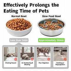 2 in 1 Slow Feeder Dog Bowl with Removeable Silicone Feeder Insert, Stainless…
