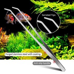 Pinzas para acuario de 10,6″ juego de pinzas rectas y curvas de acero inoxidable