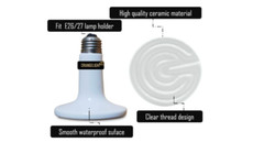 Ceramic Heat Lamp Bulb Infrared Pet Heater Aquarium Terrarium Snake Lizard 2 Pcs