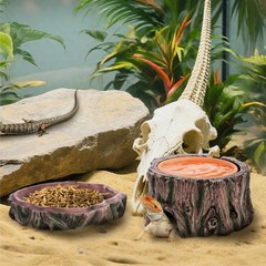 Reptile Hide Cave, Reptile Hideout with Detachable Base and Humidity Dish, 3 in