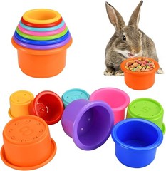Colorful Multi-Sized Stackable Cup Toys for Bunny Rabbit Rainbow Nesting Toys…