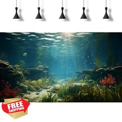 Riivvdise Aquarium Background 48×18 Green Blue