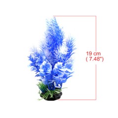 Blue White Plastic Plant Ornament Aquarium Fish Terrarium Reptiles Tank Decor