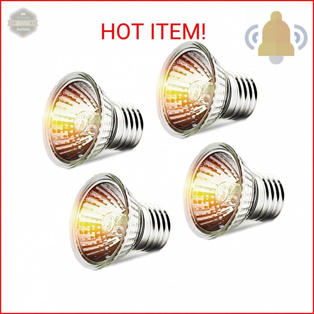 CALPALMY 4-Pack 50W UVA+UVB Bulbs | Heat and Light for Reptiles and Amphibian Ta