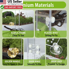 Large Jumping Spider Enclosure 2 in 1 Ventilated Reptile Terrarium Acrylic