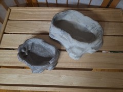 2PC Repti-Bowl Set Med & Lg Food/Water/Soak Lizard Turtle Frog Snake Enclosure