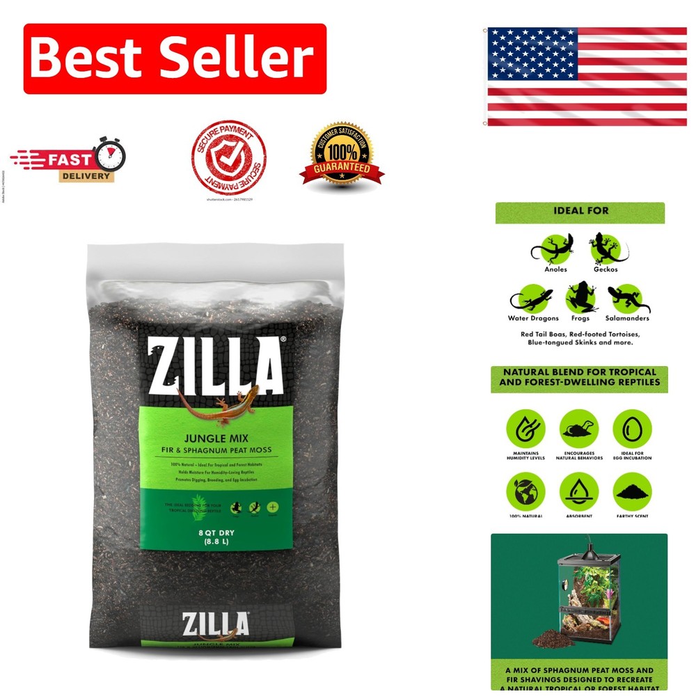 Versatile 8 Quart Reptile Bedding – Jungle Mix Ideal for Turtles, Frogs & More