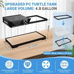GOZILLA Turtle Tank Kit(Tank+Lamp+Filter), Upgrade PC Turtle Tank Starter Kit…
