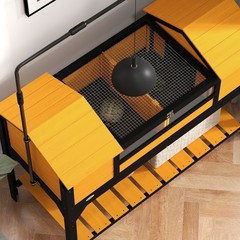 Tortoise Habitat Enclosure w/ Lamp Holder Storage Shelf Dual Houses Openable Lid