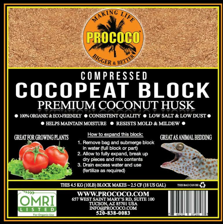 Prococo COCO PEAT – 4 PACK Coco Husk | Organic Coir – Reptile Plants soil