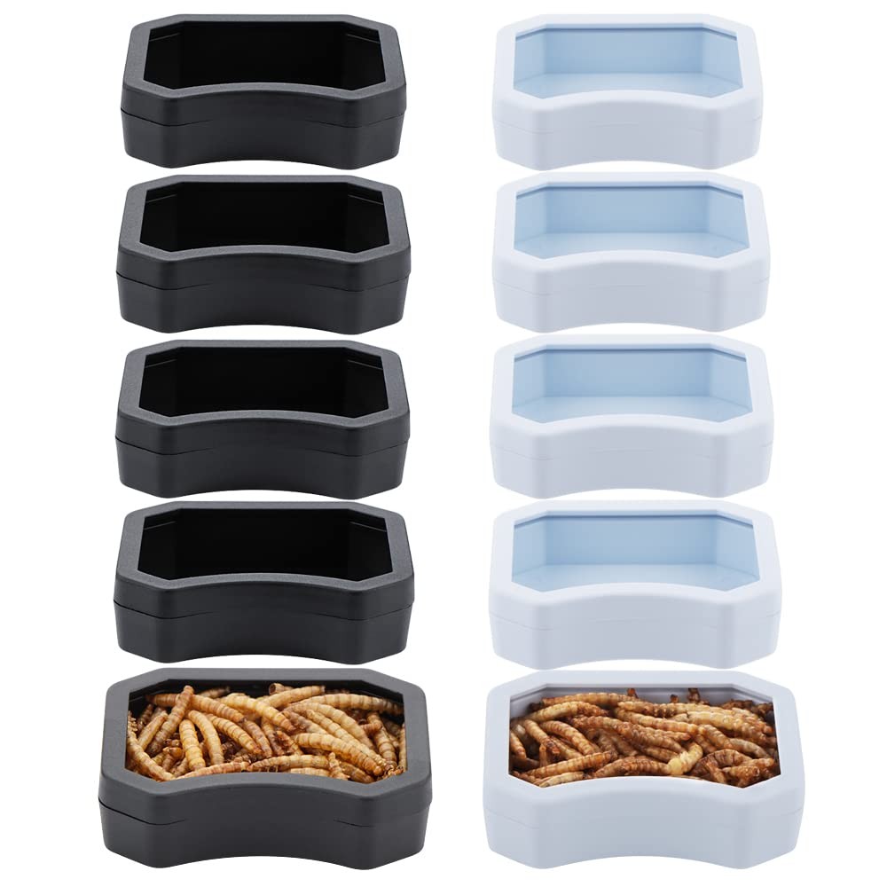 Reptile Water Food Bowl 10 Pack Plastic Worm Dish Anti Escape Feeder
