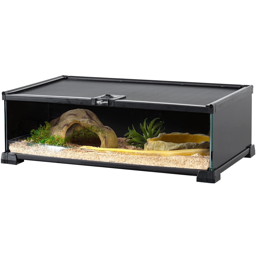 REPTIZOO Small Reptile Tank 20″ x 12″ x 6″ Glass Reptile Terrarium with Top F…