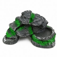 Turtle Dock, Resin Reptile Climbing Ornament with Non-Slip Ramp, 24x14x7cm Dark