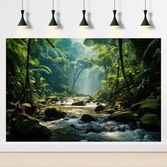 Jungle Rainforest Aquarium Background Tranquil Stream Meanders Fish Tank Back…