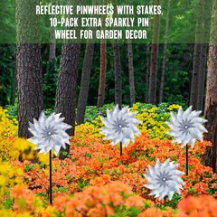 Hausse 10 Pack Reflective Pinwheels with Stakes (Assembly Required), Extra Spark