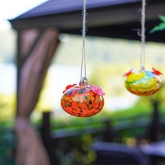 Set of 2 Hummingbird Feeders for Outdoors with 2 Flower Feeding Ports Color-2