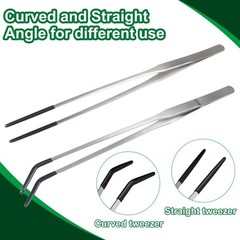 Stainless Steel Reptile Feeding Tongs 10.6″ Curved Straight Tweezers