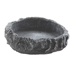 2 Pack Reptile Water Dish Food Bowl Rock Worm Feeder for Leopard zzzz-s, grey