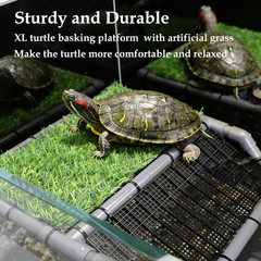 Turtle Basking Platform, Extra Large Turtle Dock with Artificial Grass and Non-S