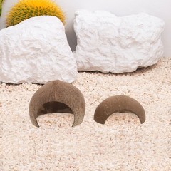 4Pcs Reusable Coconut Shell Reptile Hideouts for Hermit Crab Tank and Gecko Cave