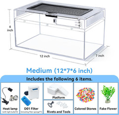 12X7X6 Turtle Tank Kit with Heating Lamp & Filter | High-Definition Kit Includes