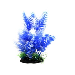 Blue White Plastic Plant Ornament Aquarium Fish Terrarium Reptiles Tank Decor