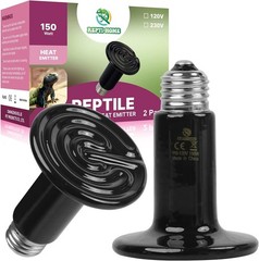 150W Ceramic Heat Emitter (2 Pack), Reptile Heat Lamp Bulbs, Ceramic Heater for