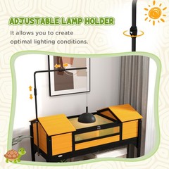 Tortoise Habitat Enclosure w/ Lamp Holder Storage Shelf Dual Houses Openable Lid