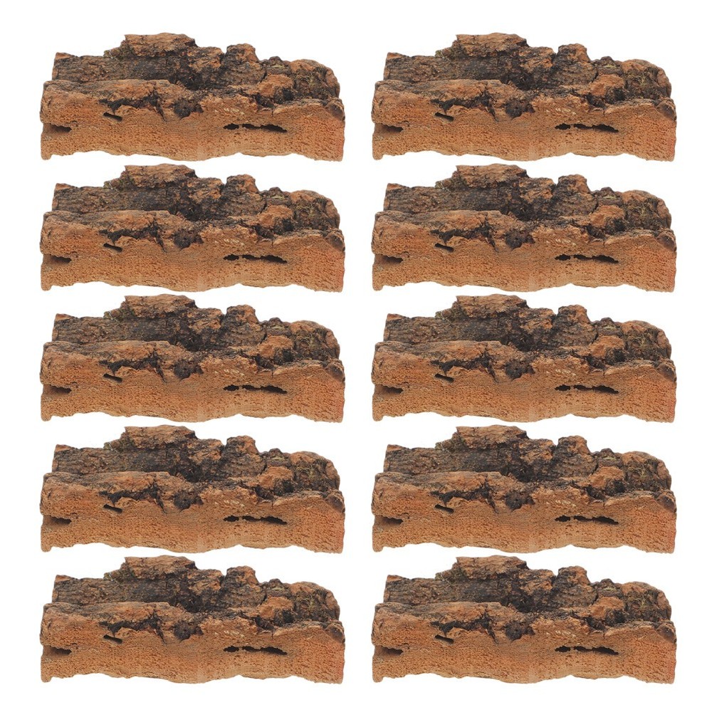 10Pcs Reusable Cork Bark Flats for Reptile Tank Natural Climbing Wall Decor