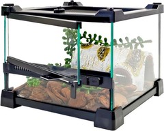 Reptile Glass Terrarium Tank 8″x8″x5.7″, Front & Top Opening Door Full View Visu