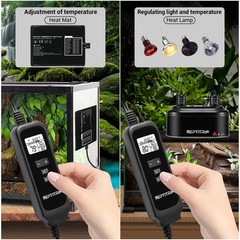 Reptile Dimming Thermostat, Adjustable Day and Night Temperature, Black