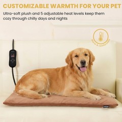Upgraded Pet Heating Pad, 5 Adjustable Temperature & Timer, Chew-Resistant El…