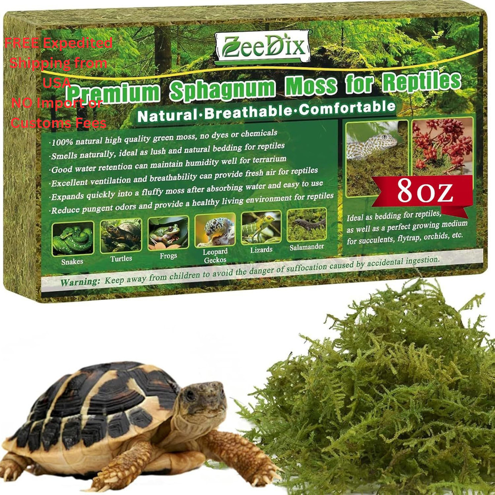 ZeeDix 8 OZ Premium Sphagnum Moss for Reptiles 8oz, 8