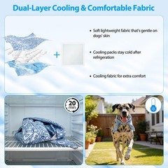 Dog Cooling Bandana with Cooling Pack, Reusable Dog Cooling Scarf with Water-…