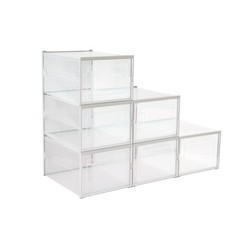6-Pack Stackable Transparent PVC Shoe Box with Ventilation Holes, Modular Clo…