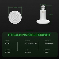 2 Pack 100W Ceramic Heat Emitter Reptile Heat Bulbs for Amphibian Chicken Dog