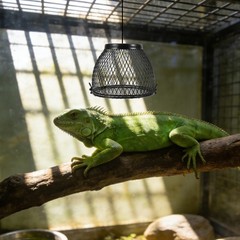 Black Heat Lamp Cage for Reptile Terrarium with Anti Scald Lamp Mesh Cover