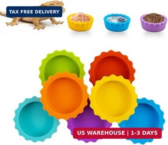 7 Pack Crested Gecko Food and Water Bowl, Eudimysx Reusable Small Reptile Feedin