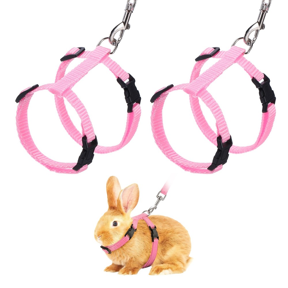 Rabbit Harness and Leash, Small Animal Harness( 2Pcs, Pink)