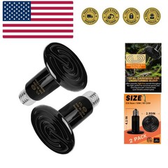 50W 2 Pack Ceramic Heat Lamp,Black Infrared Bulb Emitter Lamp for Pet Coop He…