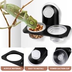 Reptile Water Dish Food Bowl Feeding Station for Crested Gecko Lizard Feeder
