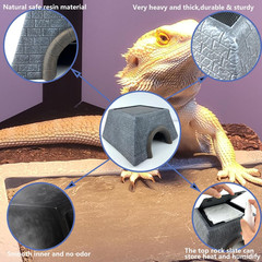 Large Bearded Dragon Basking Platform Oversize Reptile Hide Cave Natural Rock Re