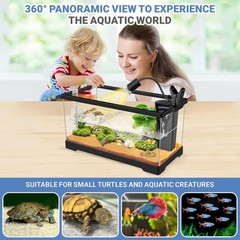 Aquatic Turtle Tank+Lamp+Filter Kit, Upgrade PC Turtle Tank Starter Kit with Adj