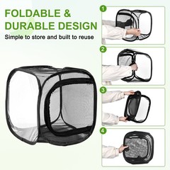 Outdoor Butterfly Habitat Cage Terrarium [Black with Black, 12 x 12 x 12 Inch]
