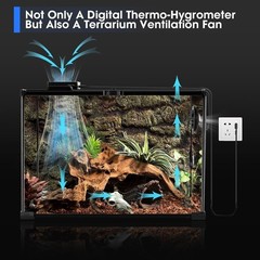 Tank LED Digital Indoor Thermometer Hygrometer Fan Reptile Terrarium Pet Rearing