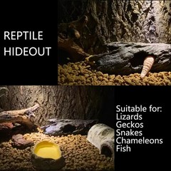 Leopard Gecko Hide, 10″ Reptile Hideout, Resin Simulated Hollow Log for Aquar…