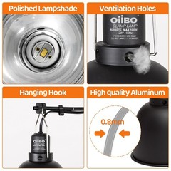Oiibo Reptile Light Fixture with Dimming Thermostat, 5.5 Inch Deep Dome Lamp …
